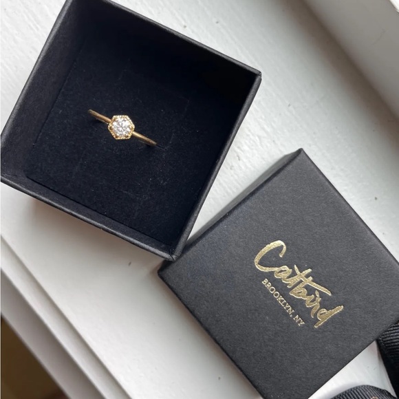 Satomi Kawakita .23ct white diamond Hexagon Ring 18k yellow gold catbird 5.25 - Picture 5 of 6